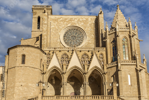 Cathedral,Collegiate Basilica of Santa Maria also known as La Seu, romanesque-goyhic style in Manresa, province Barcelona,Catalonia,Spain.