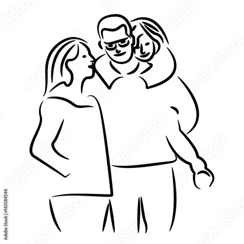 Happy young family. Vector illustration of a flat design.