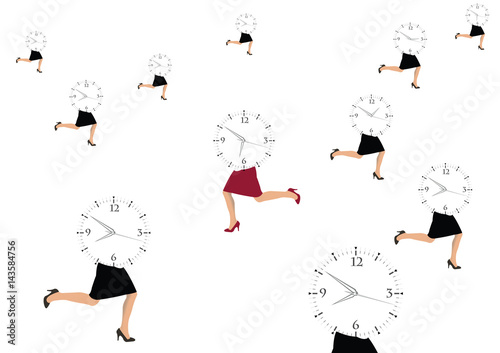 donna che corre con orario appuntamento di lavoro