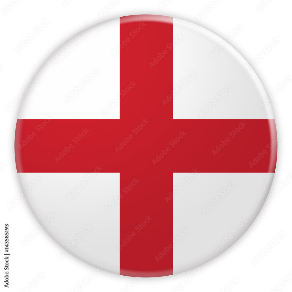 Obraz premium England Flag Button, News Concept Badge, 3d illustration on white background