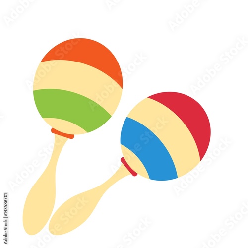 Rumba shakers, maracas, rattle icon. Childrens toy or musical instrument