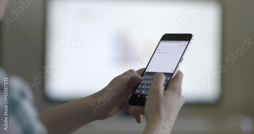 Woman Uses The Phone At a Office, High Quality 4k