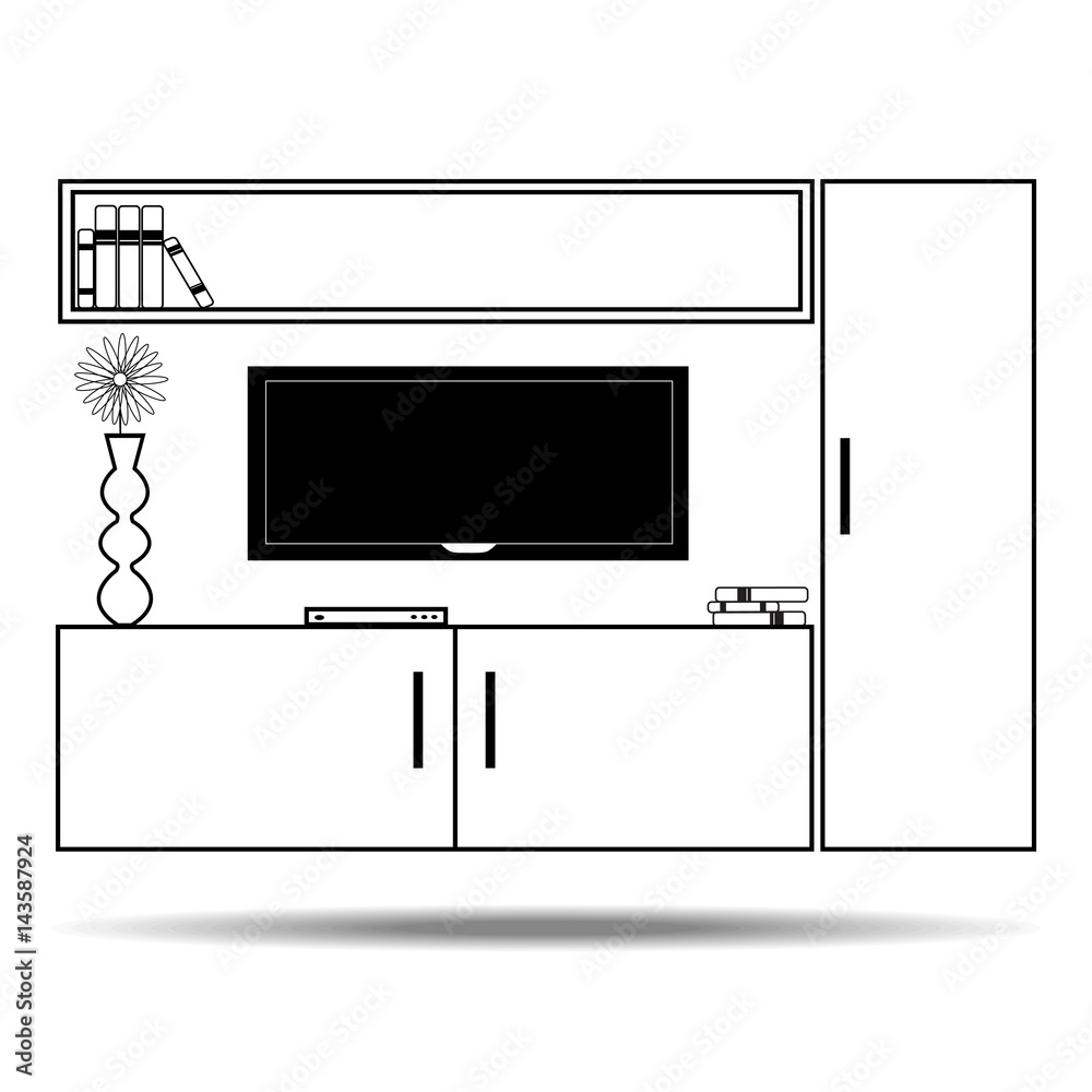 Living room flat line style Vector Illustration. Living room flat line style Vector Illustration.