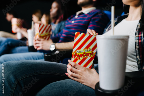 Popcorn and drinks at the movies photo