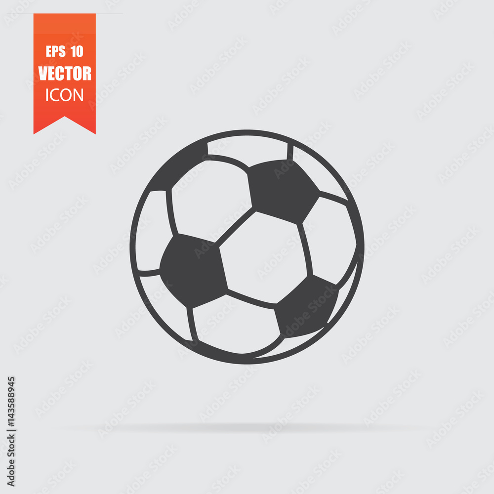 Soccer ball icon in flat style isolated on grey background. Soccer ball icon in flat style isolated on grey background.