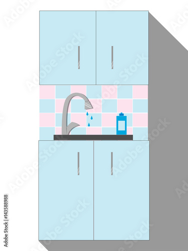 Kitchen Sink. Modern Interior. Flat style vector illustration.