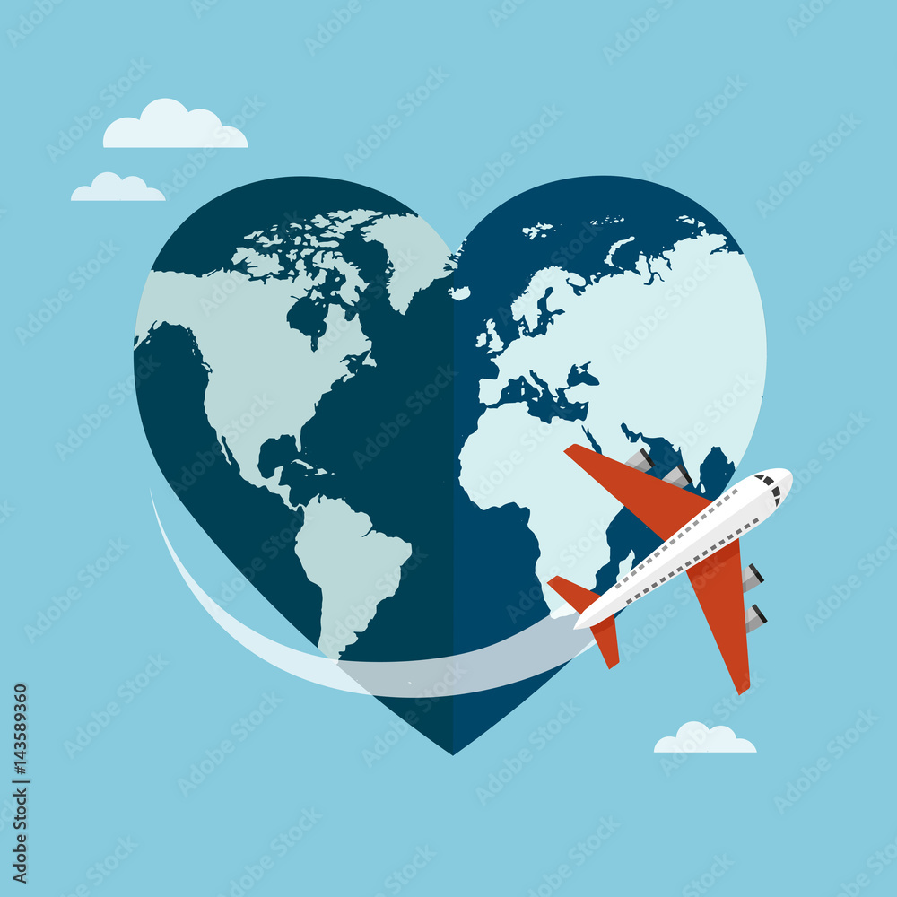 Fototapeta premium Heart shaped planet Earth
