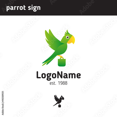 Sign flying green parrot