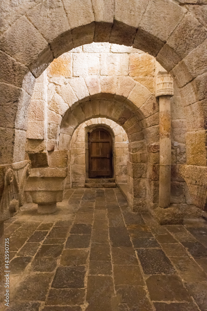 Gate of the Crypt of the Monastery of Leyre in Navarra. Spain