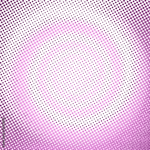 Retro Inspired Halftone Dots Circle Pattern in Swirling Spiral Design with Small Spots in Elegant Pink Purple and White Colors Background Design Art Illustration for Graphic Element or Backdrop Use.