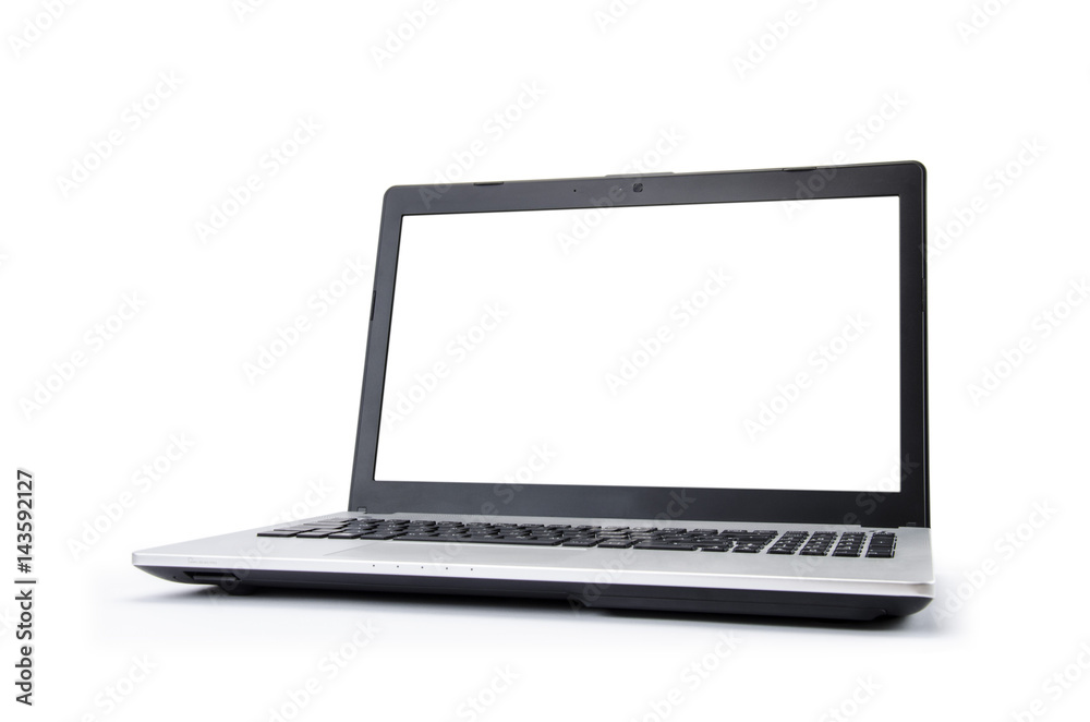 Laptop white screen white background Stock Photo | Adobe Stock