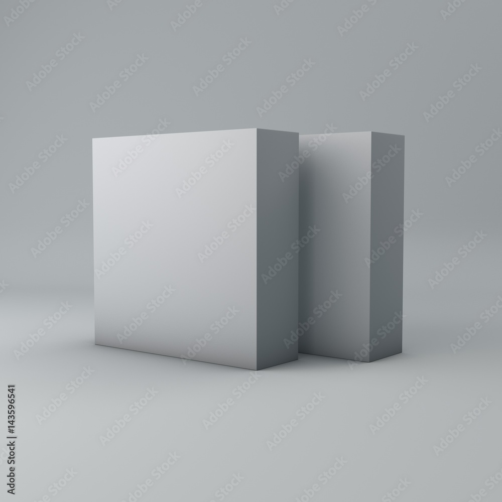 Blank two tall box . 3d illustration isolated on gray background Blank two tall box . 3d illustration isolated on gray background