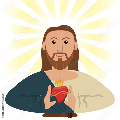 jesus christ sacred heart spiritual symbol vector illustration eps 10