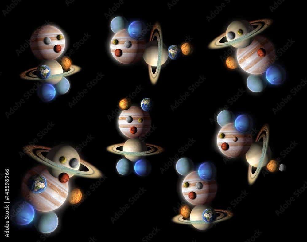 Obraz premium comics planets abstract collection, isolated on black