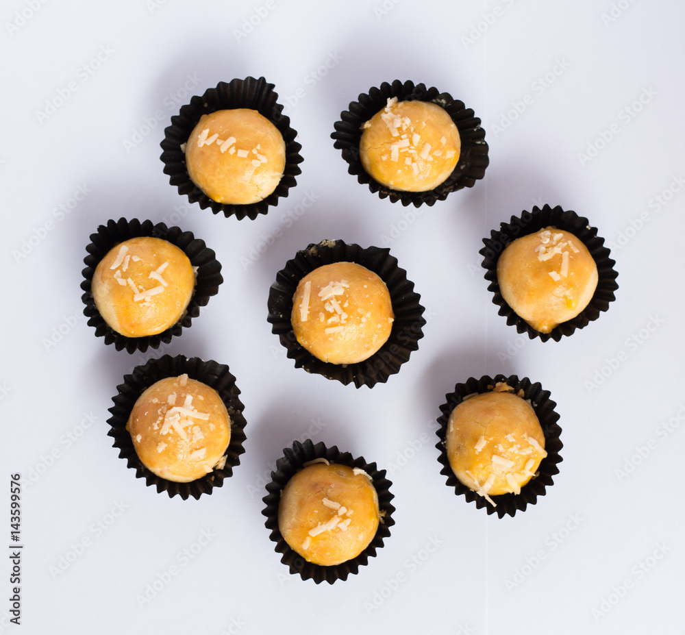 Nastar pineapple tart cookies with grated cheese topping indonesian cookies
