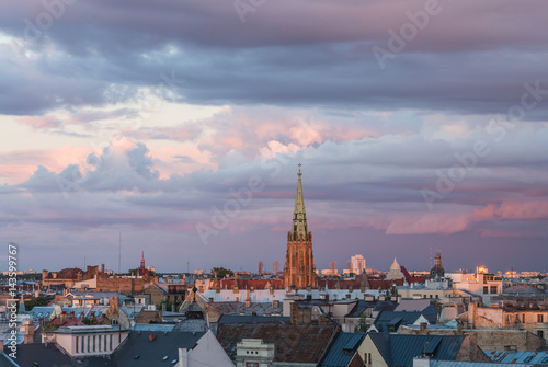 Wallpaper Mural beautiful view of Riga (Latvia) skyline at sunset Torontodigital.ca