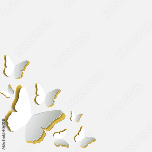 Abstract Paper Cut Out Butterfly Background. Vector Illustration