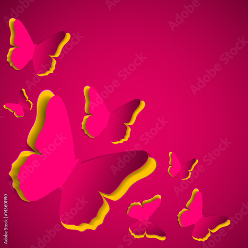 Abstract Paper Cut Out Butterfly Background. Vector Illustration