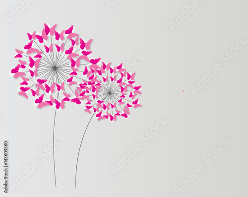 Abstract Paper Cut Out Butterfly Flower Background. Vector Illus