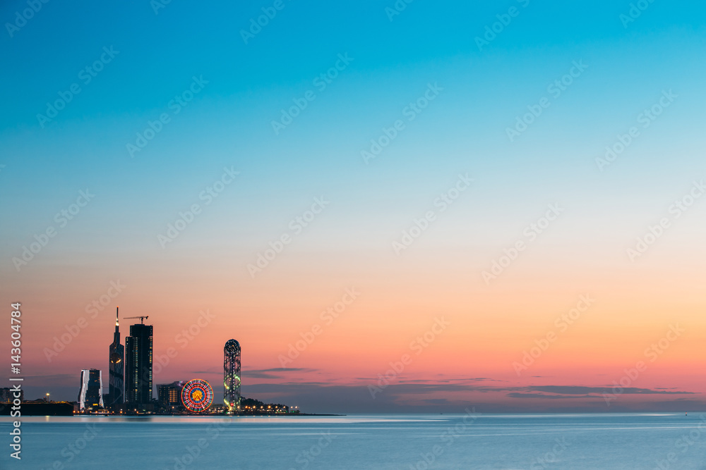 Batumi, Adjara, Georgia. Sunset Or Sunrise. Bright Evening Sky I Batumi, Adjara, Georgia. Sunset Or Sunrise. Bright Evening Sky I