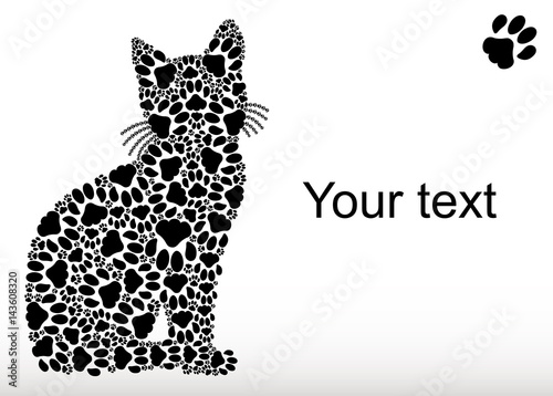 Canvas Print Set of silhouettes of cats from the cat tracks