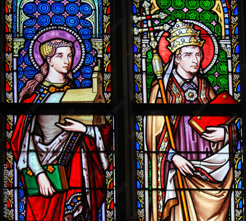 Stained Glass - Saint Isabelle of France and Pope Saint Leo the Great
