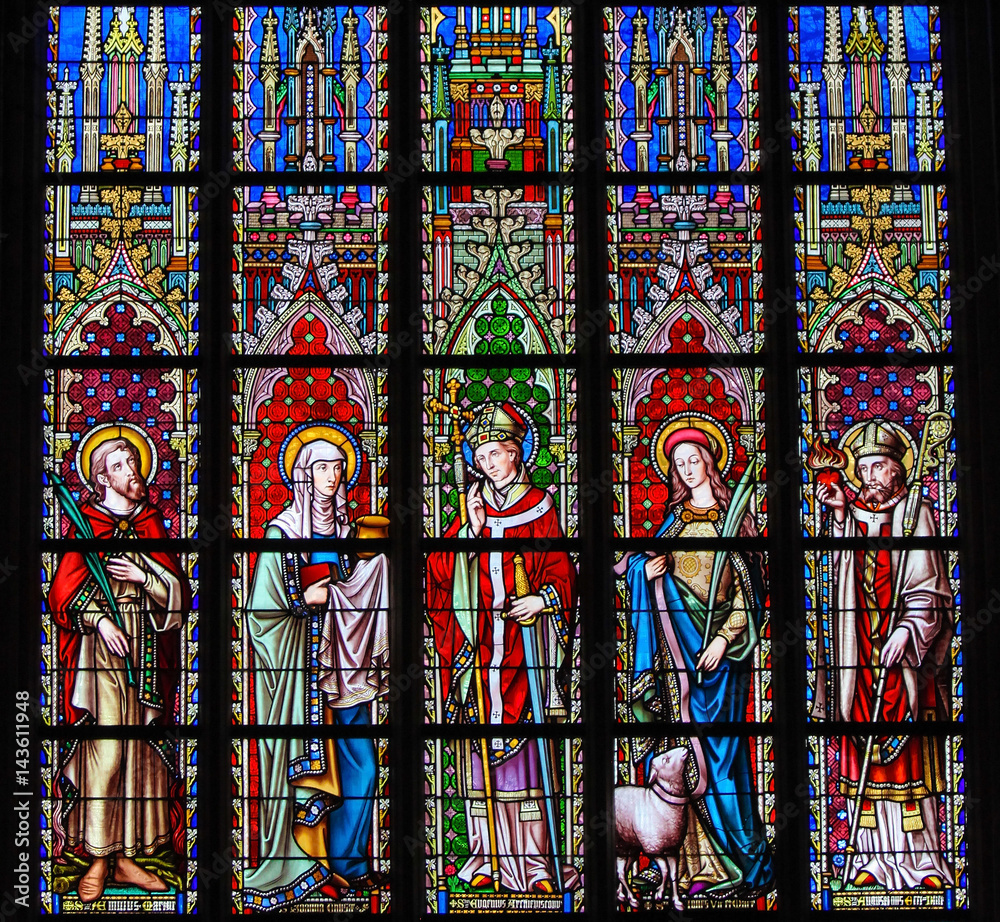 Stained Glass - Saints Emilius, Joanna, Eugene, Agnes and Augustine