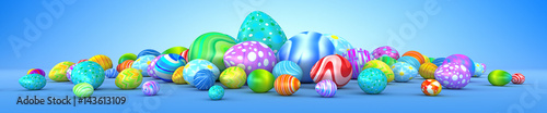 Pile of colorful Easter eggs - 3d render