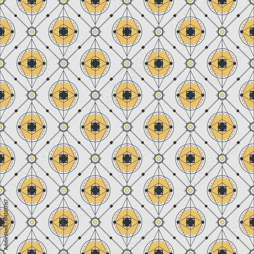 geometric modern futurism space pattern with gold and black colors