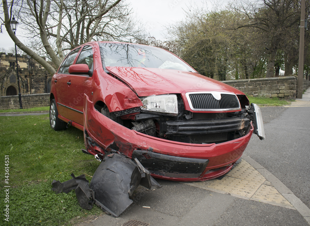 Scene After A Car Crashed On 7th April 2017 In Wath Upon Dearne, Rotherham, South Yorkshire, England