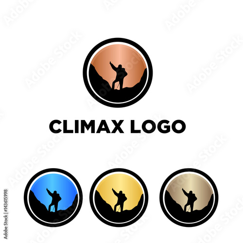 climber mountain on peak