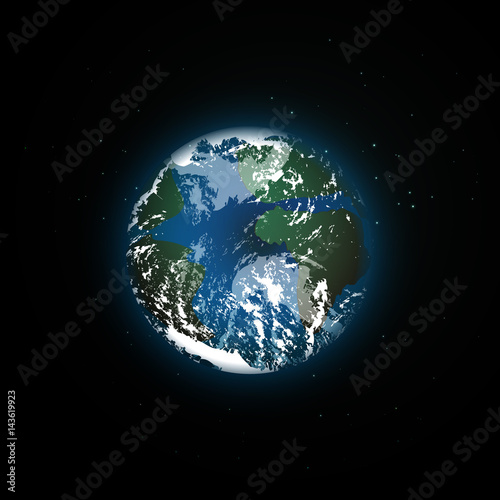 Planet in outer space earth. Vector