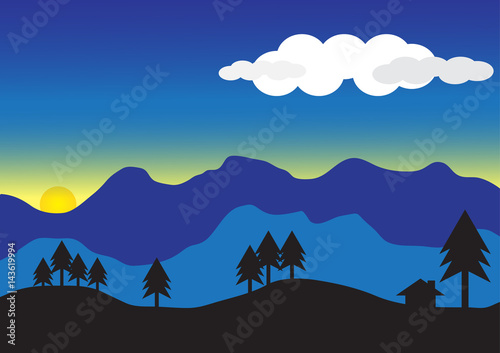 Silhouette of house on mountain