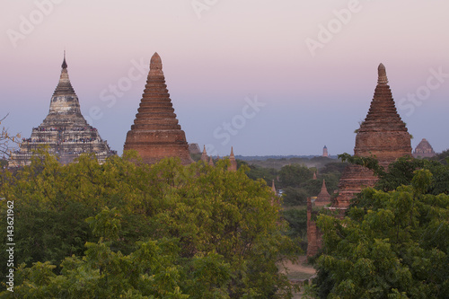 Colorful sky at twilight in Bagan 