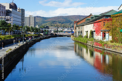 View of the Otaru Canal in autumn, Japan