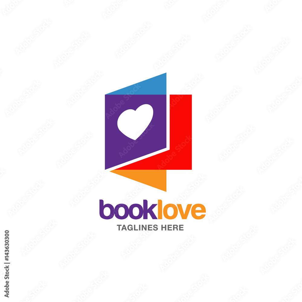 Naklejka premium Creative book lover vector logo. book and heart logo, Book Store and library vector logo design. Learning study idea icon. education Vector illustration 