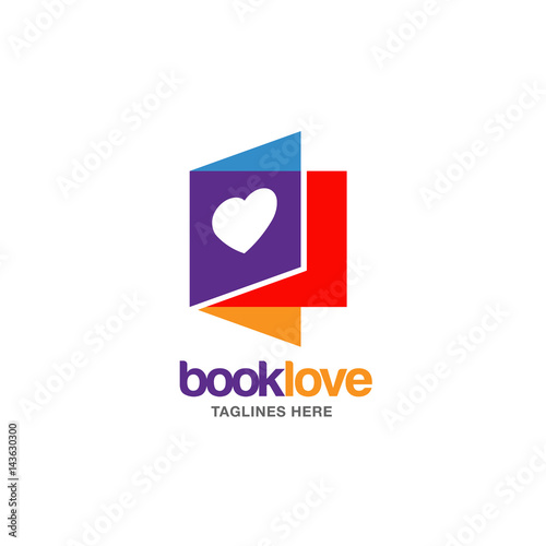 Creative book lover vector logo. book and heart logo, Book Store and library vector logo design. Learning study idea icon. education Vector illustration
