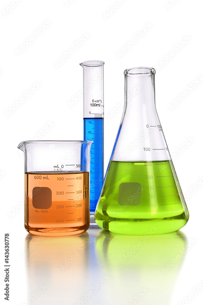 Laboratory Glassware over White background Laboratory Glassware over White background