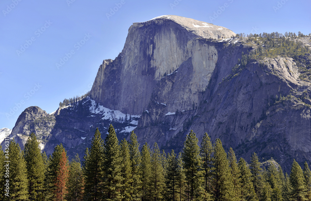Iconic Half Dome popular with rock climbers, hikers, mountaineers and photographers, Yosemite National Park, USA Iconic Half Dome popular with rock climbers, hikers, mountaineers and photographers, Yosemite National Park, USA