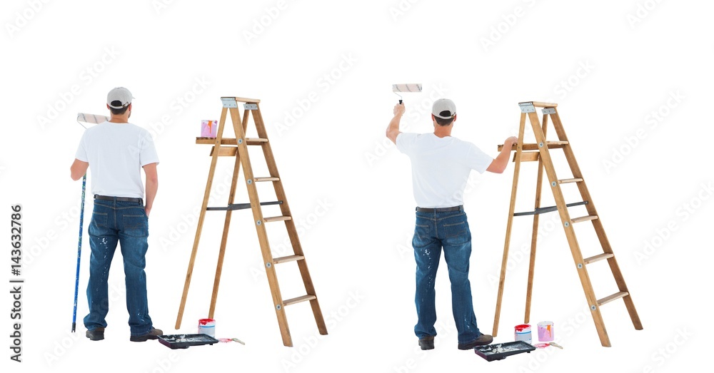 painter with ladder Stock Photo | Adobe Stock