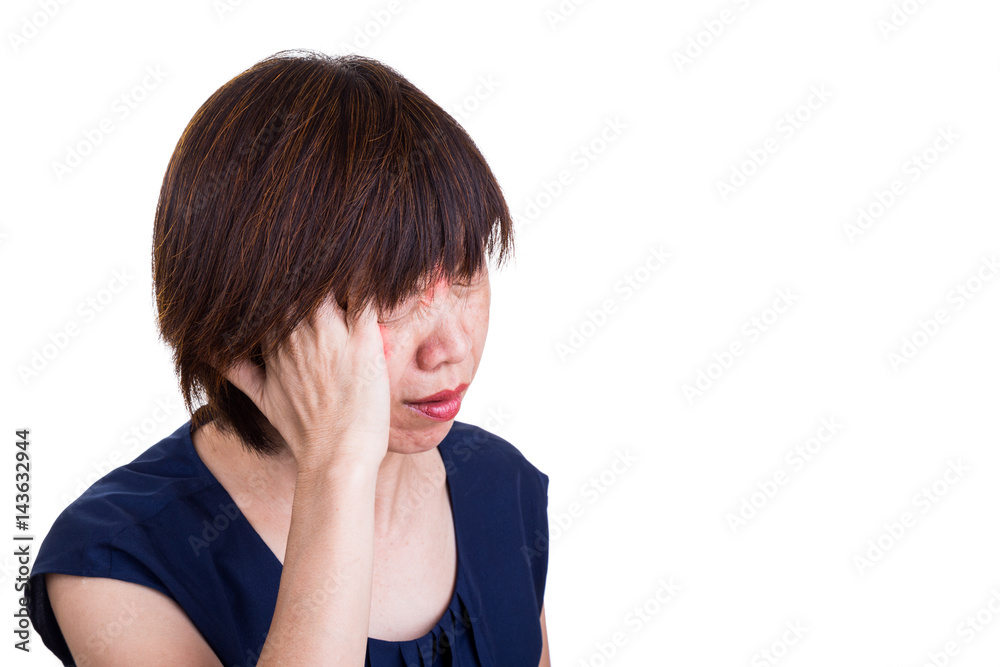 Asian women suffering from painful headache migraine Asian women suffering from painful headache migraine