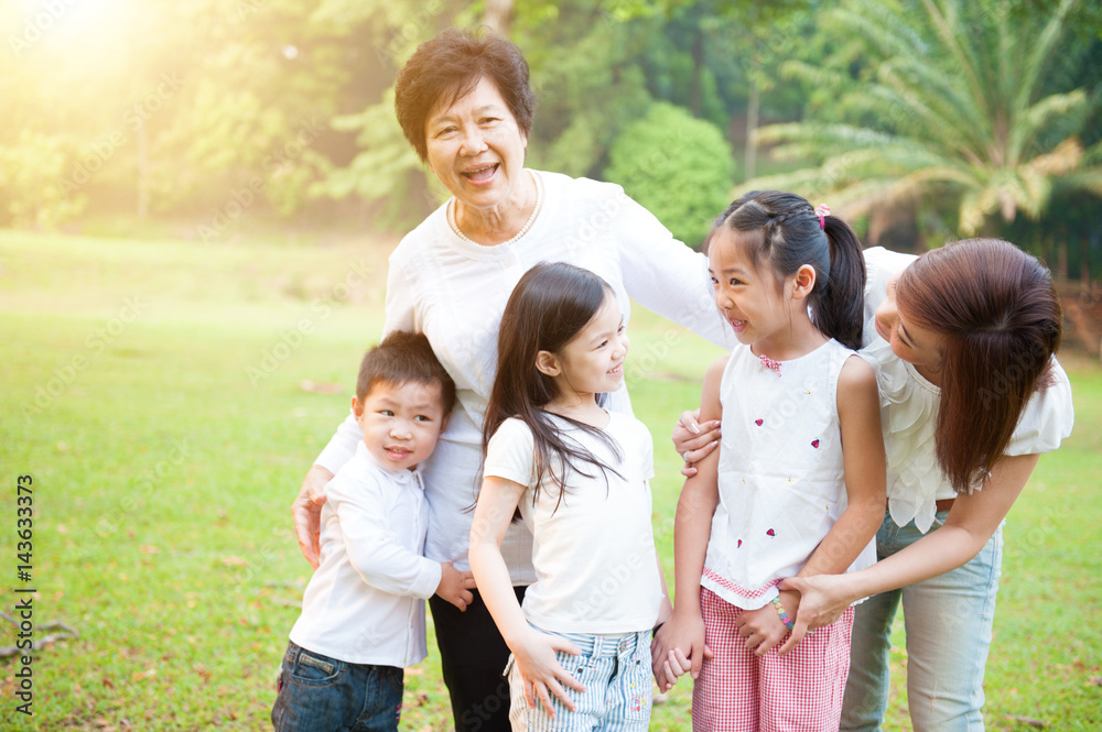 Grandmother, mother and grandchildren having fun at outdoor. Grandmother, mother and grandchildren having fun at outdoor.