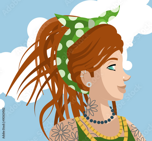 happy cute redhead dreadlocks rasta girl