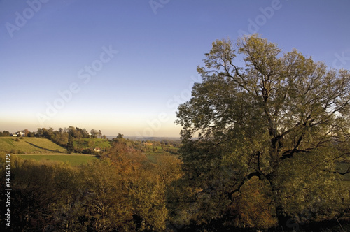 england the midlands worcestershire the view from st mary the virgin church hanbury village over countryside. this is the setting for the village of ambridge featured in the radio serial the archers