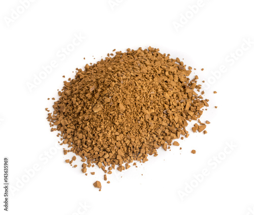 Pile of Instant Coffee Grains Isolated on White Background
