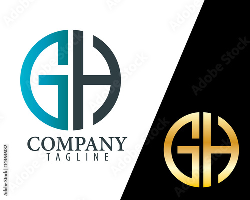 Initial Letter GH With Linked Circle Logo photo