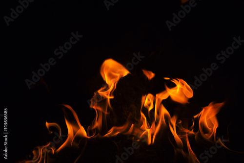 Fire flames on black background. © trek6500