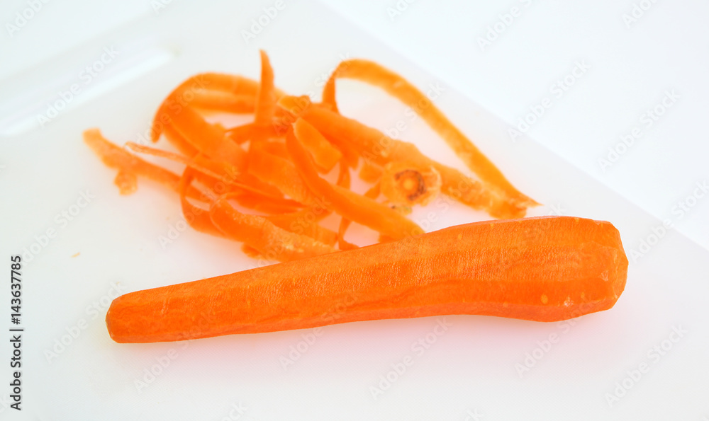 Carrot and peel isolated on white background Carrot and peel isolated on white background