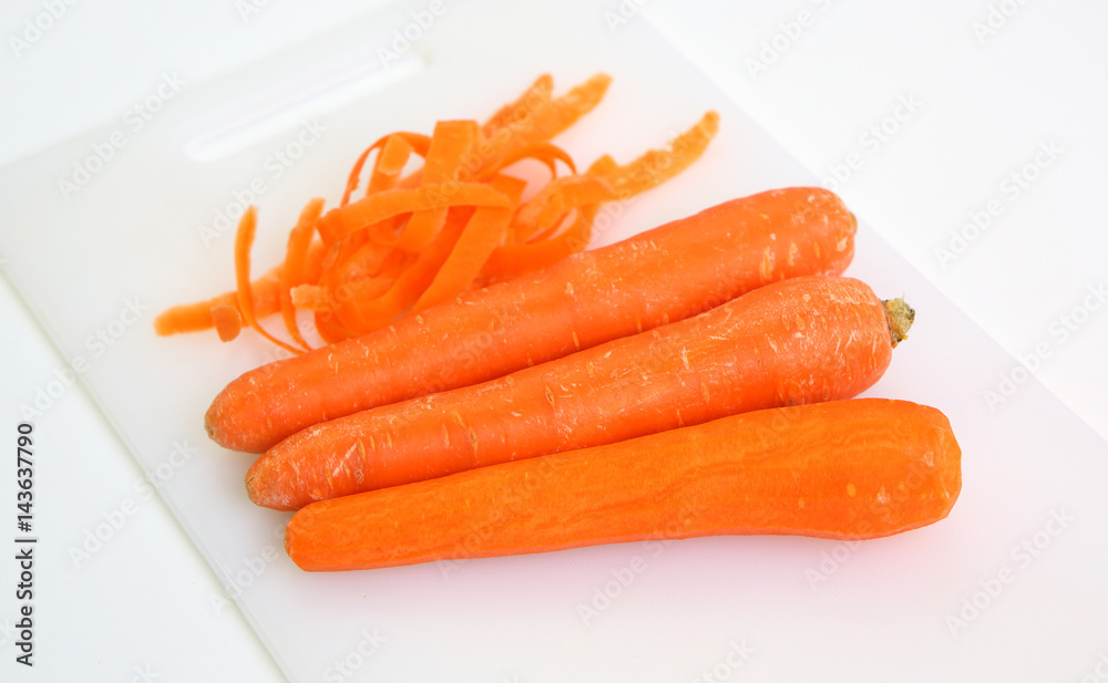 Carrot and peel isolated on white background Carrot and peel isolated on white background
