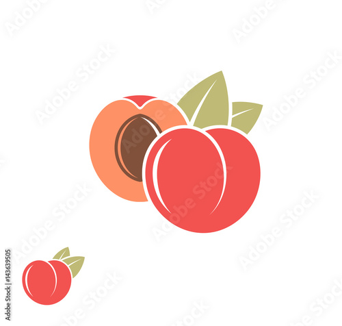 Red peach. Abstract fruit on white background